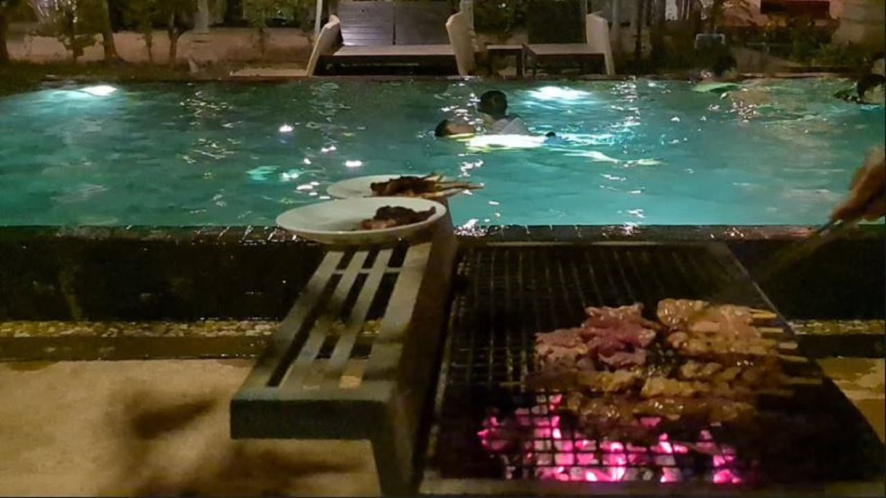 BBQ Beef Chicken And Swimming In Swimming Pool BBQ & Grilling Video